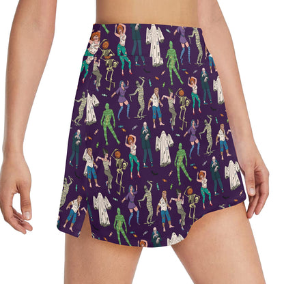 Creepy Zombie Print Design LKS302 17" Golf & Pickleball Skort with Pockets