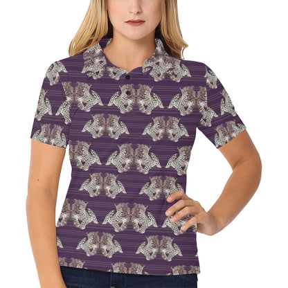 Leopard Pattern Print Design 01 Women's Polo Shirt