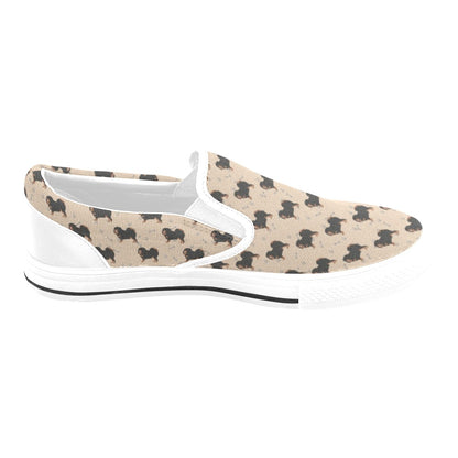 Tibetan Mastiffs Print Design LKS301 White Slip Ons Canvas Women's Shoes