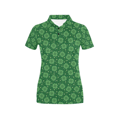 Shamrock Design Print Women's Polo Shirt