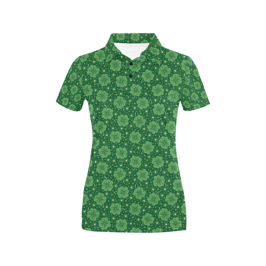 Shamrock Design Print Women's Polo Shirt