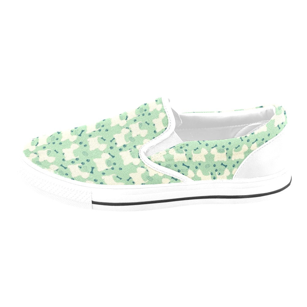Scottish Terriers Print Design LKS302 White Slip Ons Canvas Women's Shoes