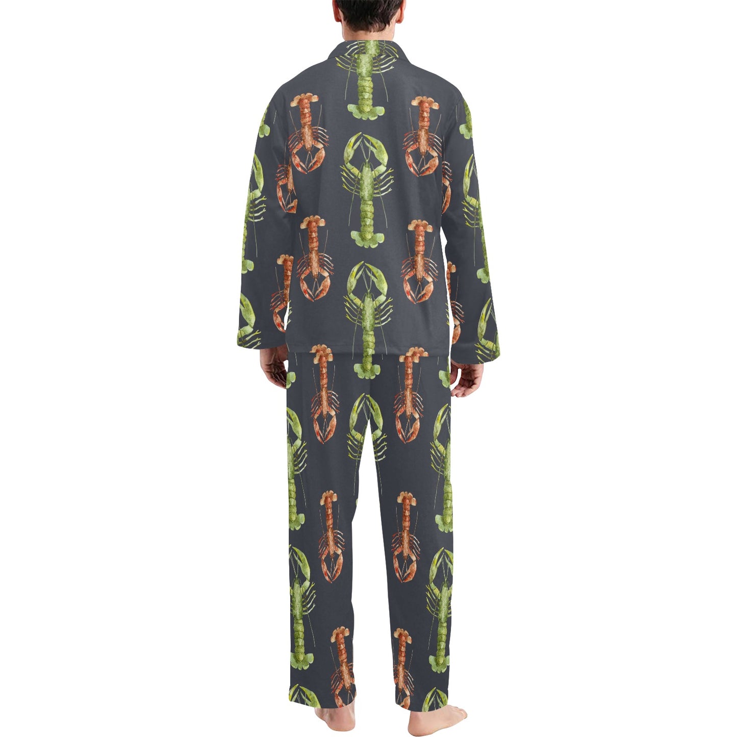 Lobster Pattern Print Design 01 Men's Long Pajama Set