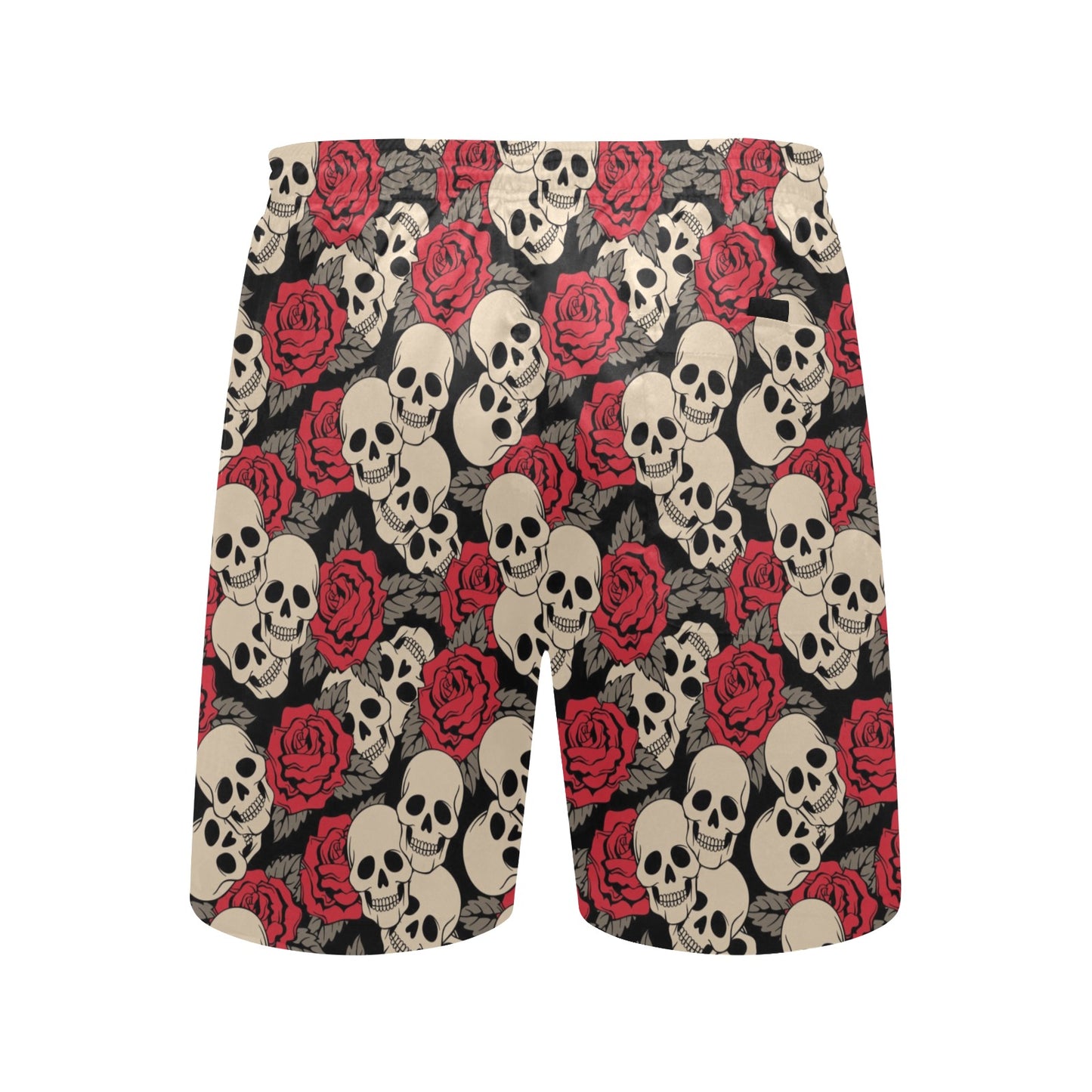 Skull And Roses Print Design LKS301 Men's Swim Trunks Beach Shorts