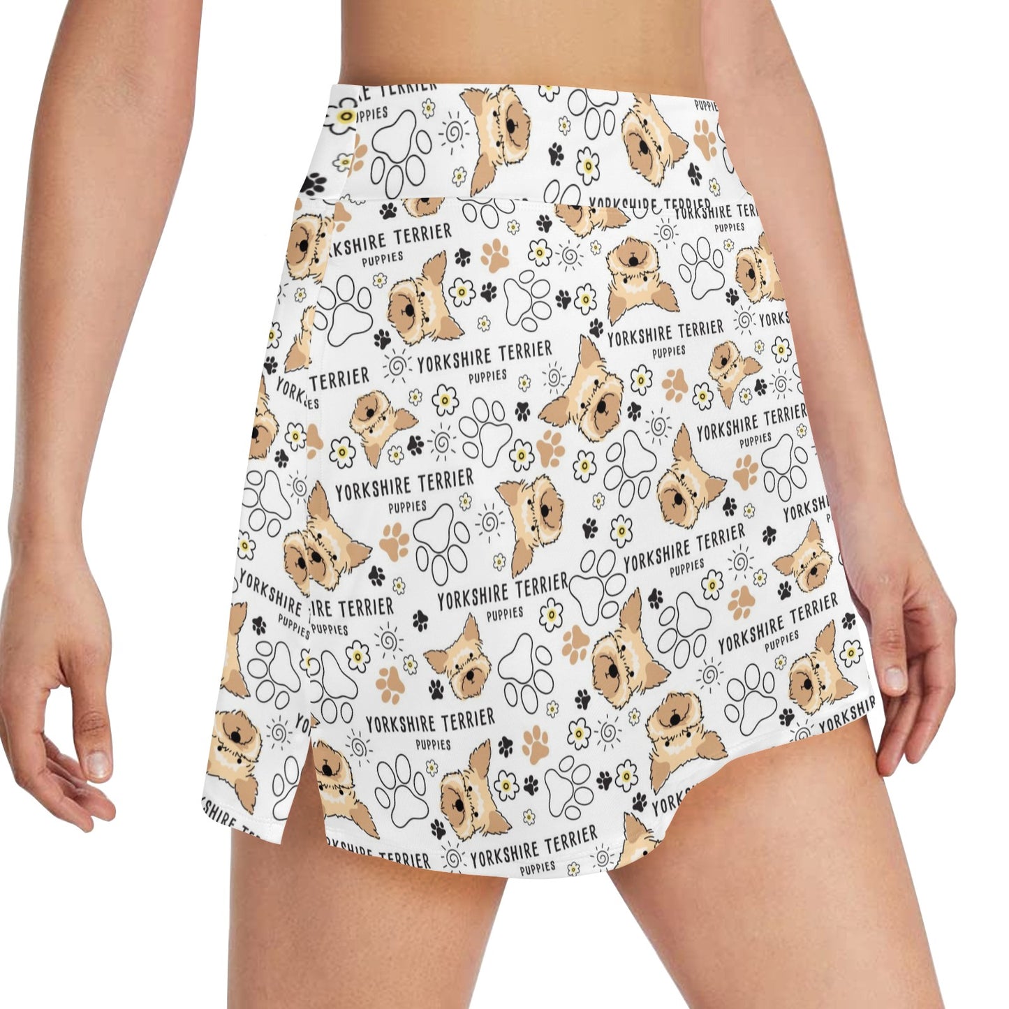 Yorkshire Terriers Print Design LKS308 17" Golf & Pickleball Skort with Pockets
