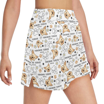 Yorkshire Terriers Print Design LKS308 17" Golf & Pickleball Skort with Pockets