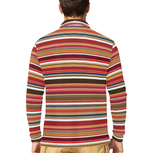 Serape Print Design LKS301 Long Sleeve Polo Shirt For Men's
