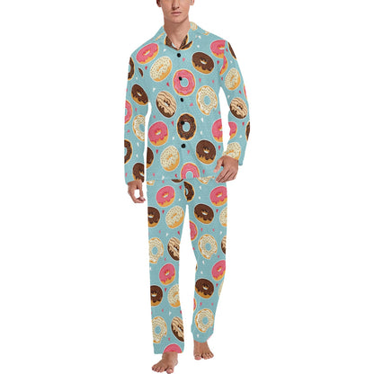 Donut Pattern Print Design DN04 Men's Long Pajama Set