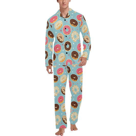 Donut Pattern Print Design DN04 Men's Long Pajama Set