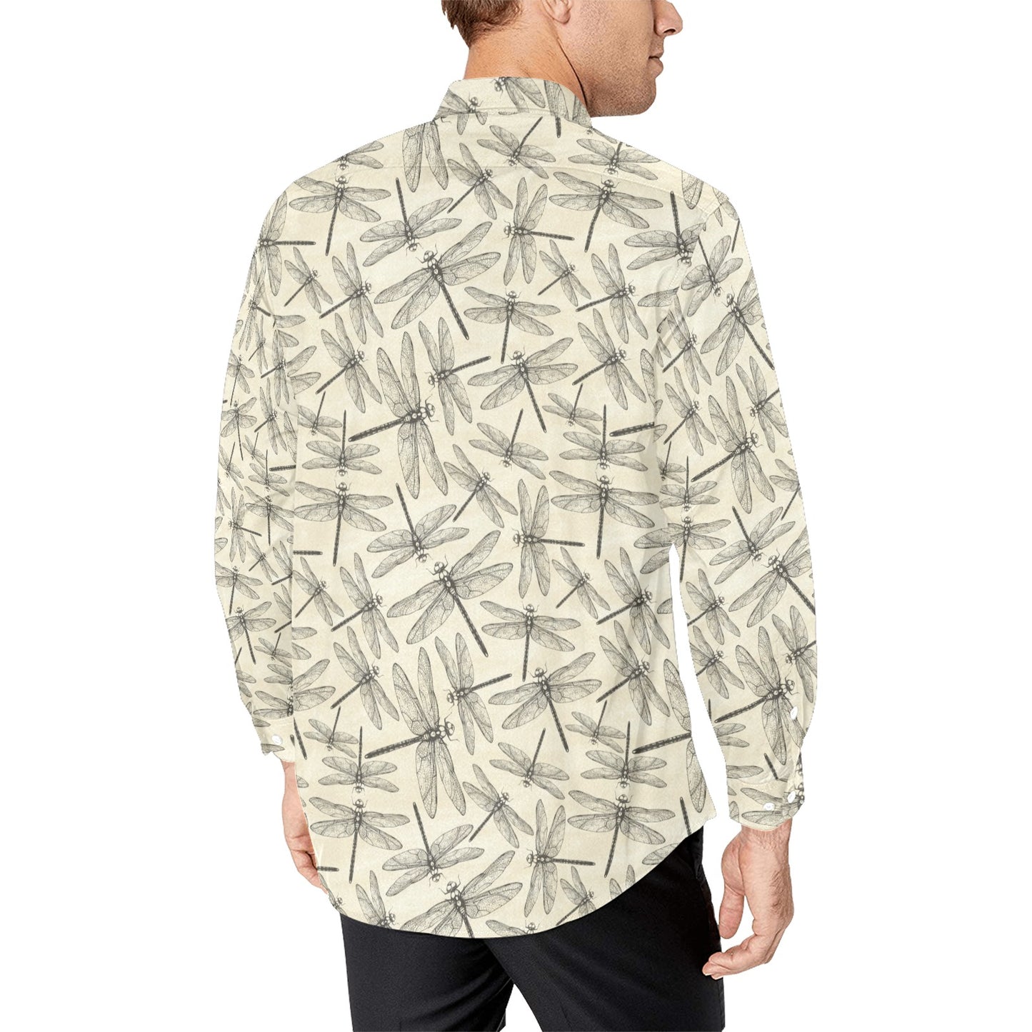 Dragonfly Print Design LKS402 Men's Long Sleeve Dress Shirt