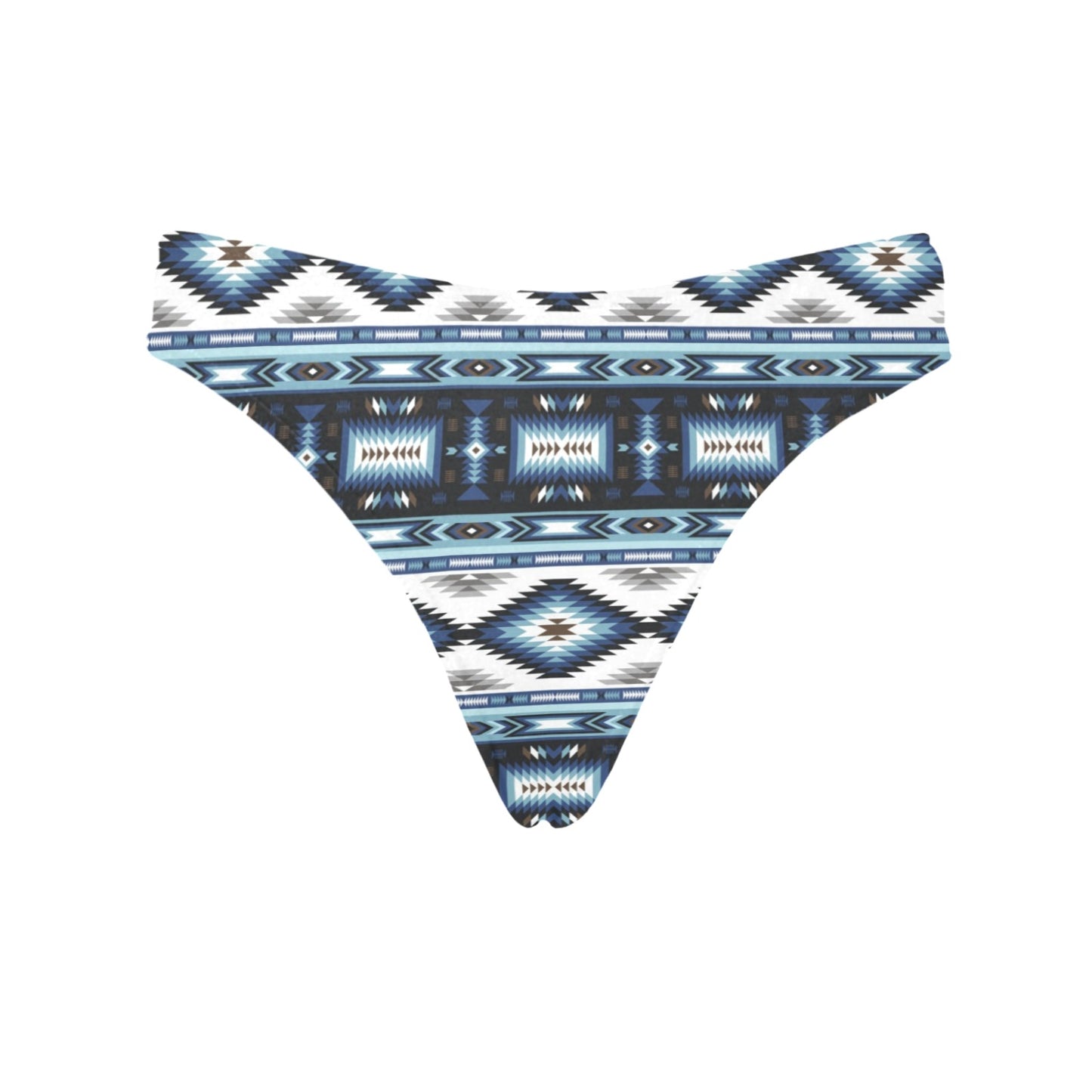 Navajo Dark Blue Print Pattern Women's Thongs