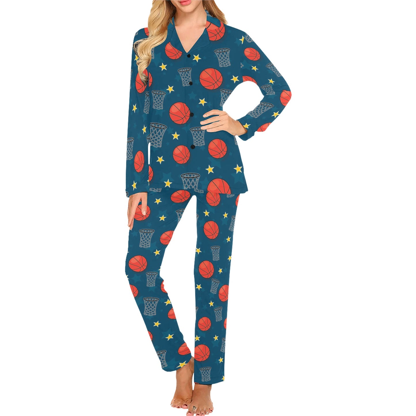 Basketball Classic Print Pattern Women's Long Pajama Set