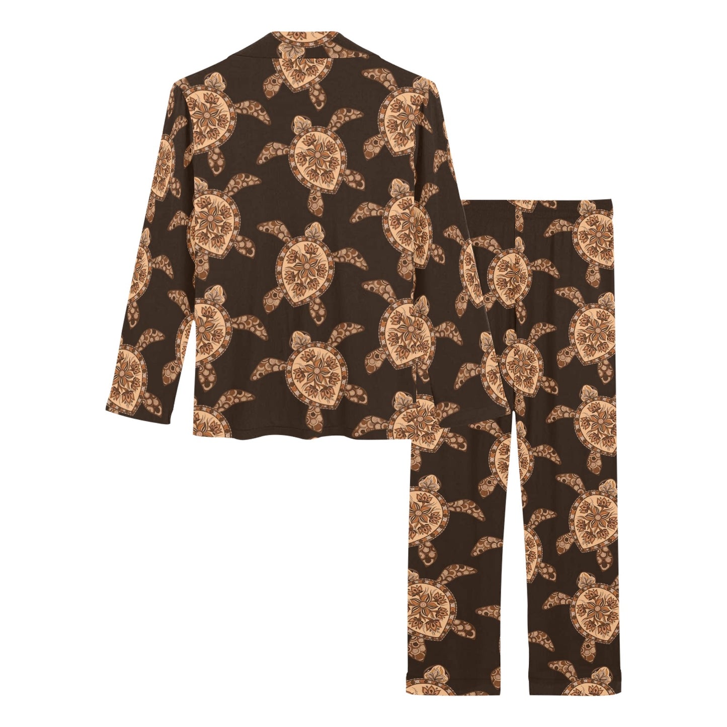 Tribal Sea Turtle Pattern Print Design T09 Women's Long Pajama Set