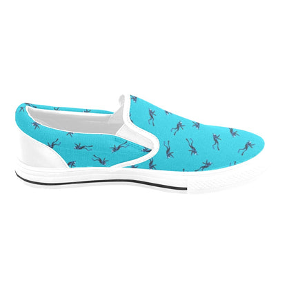 Scuba Driver Print Design LKS304 White Slip Ons Canvas Women's Shoes