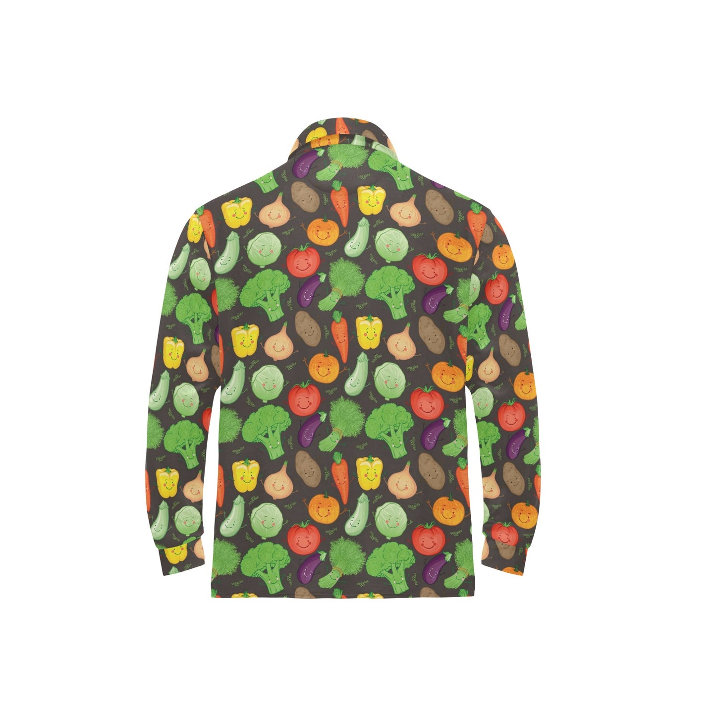 Vegan Funny Themed Design Print Long Sleeve Polo Shirt For Men's