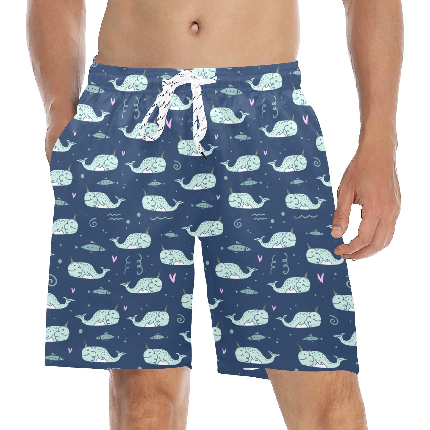 Narwhal Design Print Men's Swim Trunks Beach Shorts