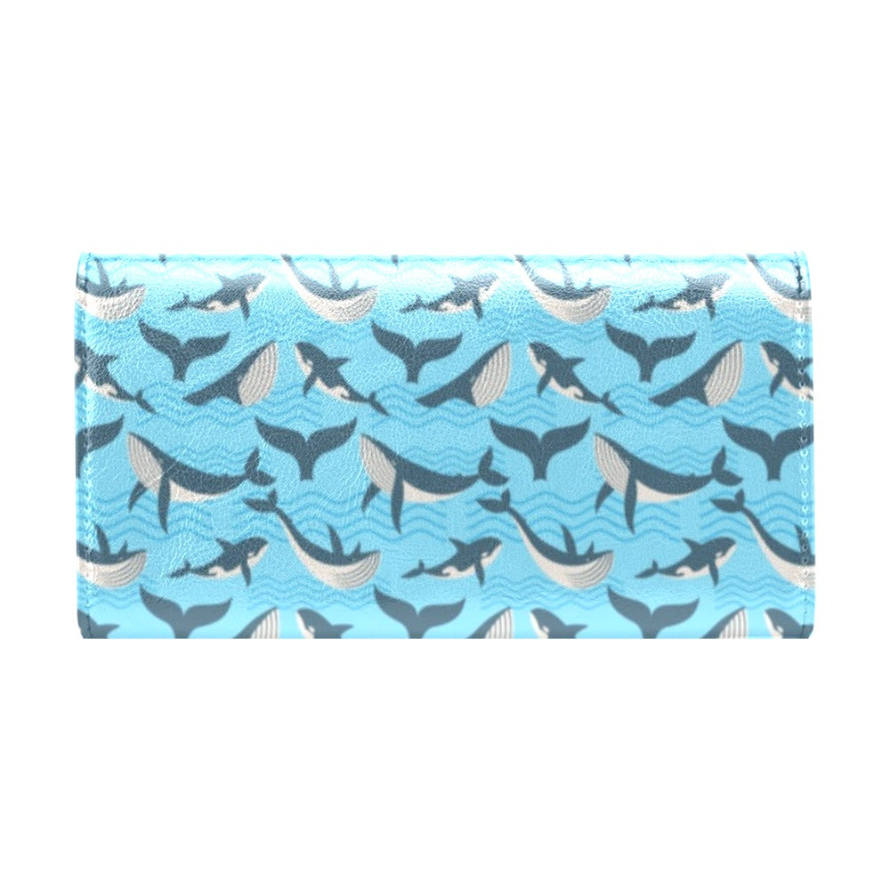 Whale Pattern Design Themed Print Women's Trifold Wallet