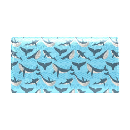 Whale Pattern Design Themed Print Women's Trifold Wallet