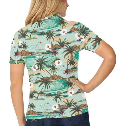 Pacific island Pattern Print Design A03 Women's Polo Shirt