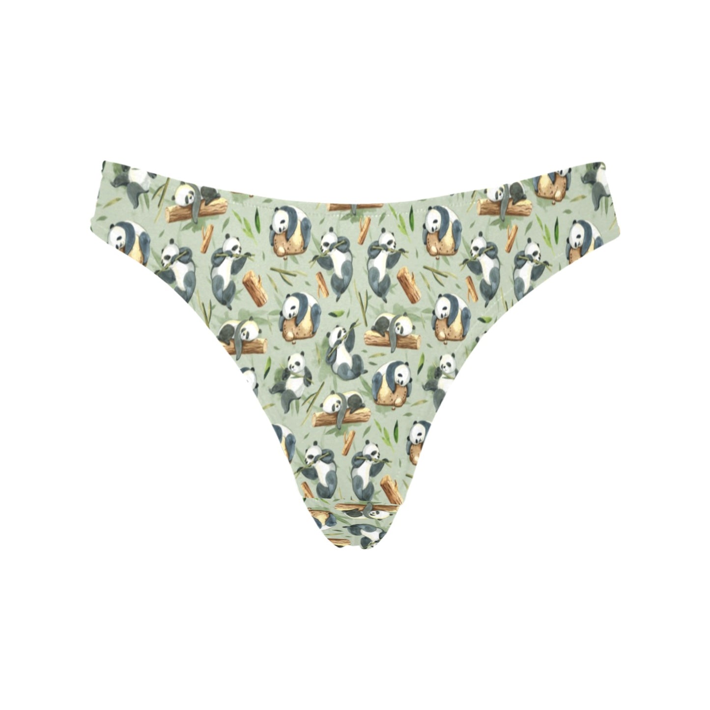 Panda Bear Design Bamboo Print Women's Thongs