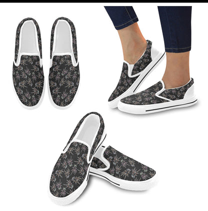 Tarantula Print Design LKS402 White Slip Ons Canvas Women's Shoes