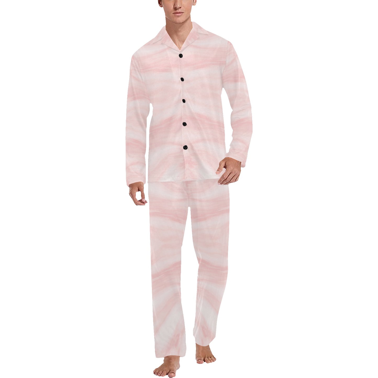 Marble Pattern Print Design 03 Men's Long Pajama Set