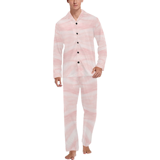 Marble Pattern Print Design 03 Men's Long Pajama Set