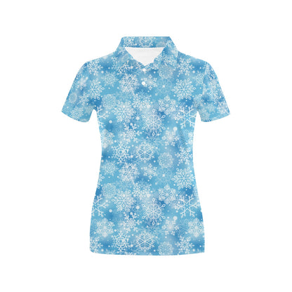 Snowflake Blue Print Design LKS301 Women's Polo Shirt