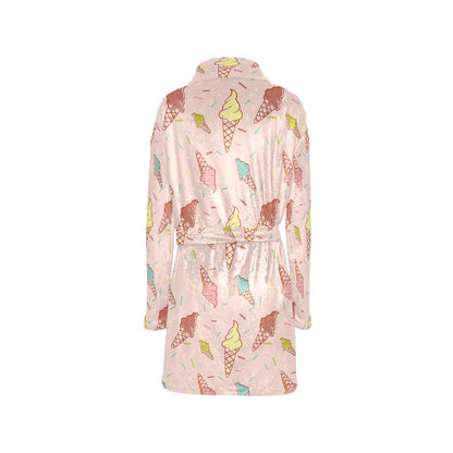 Ice Cream Pattern Print Design 02 Women's Fleece Robe