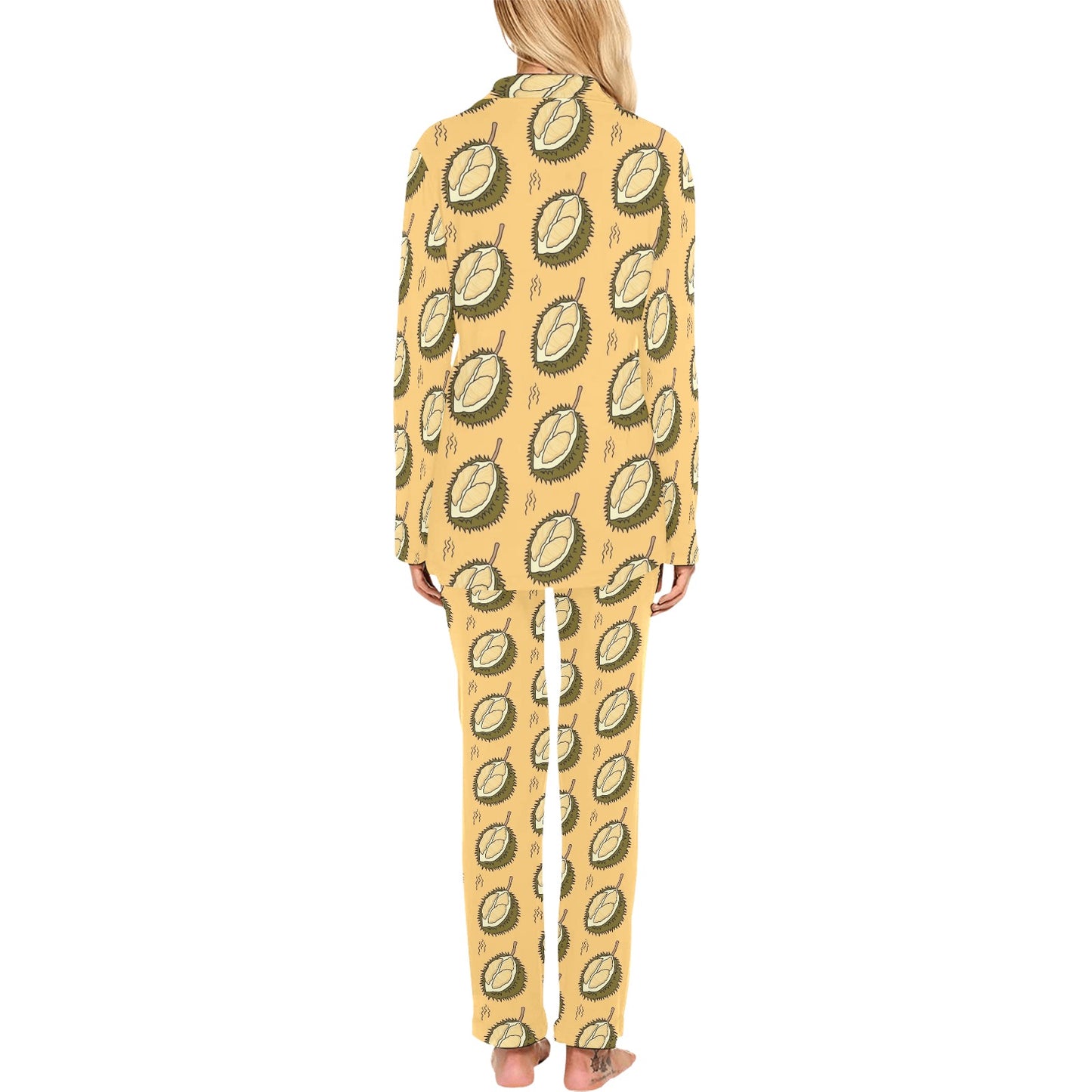 Durian Pattern Print Design DR02 Women's Long Pajama Set