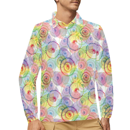 Third Eye Print Design LKS303 Long Sleeve Polo Shirt For Men's