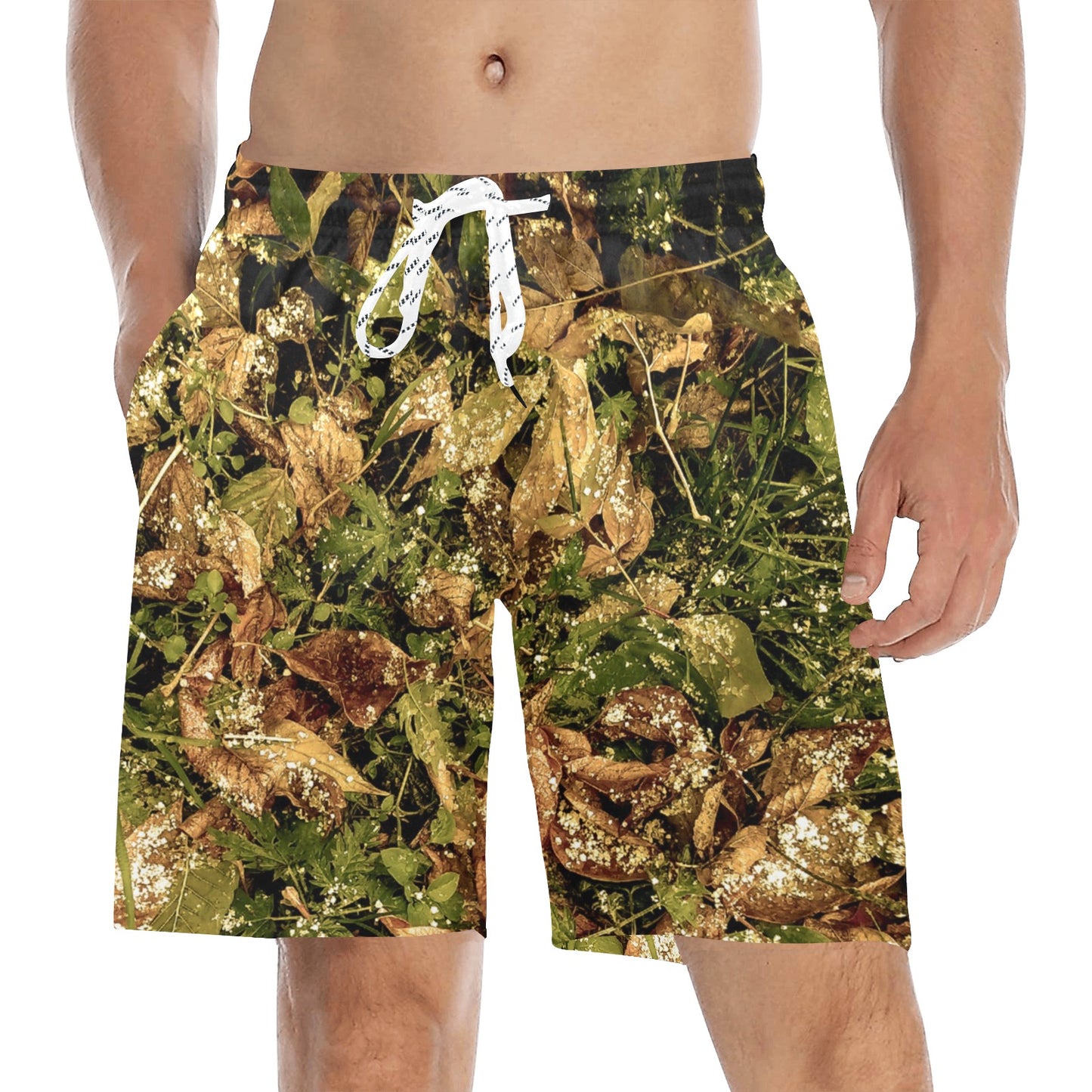 Camo Realistic Tree Forest Texture Print Men's Swim Trunks Beach Shorts