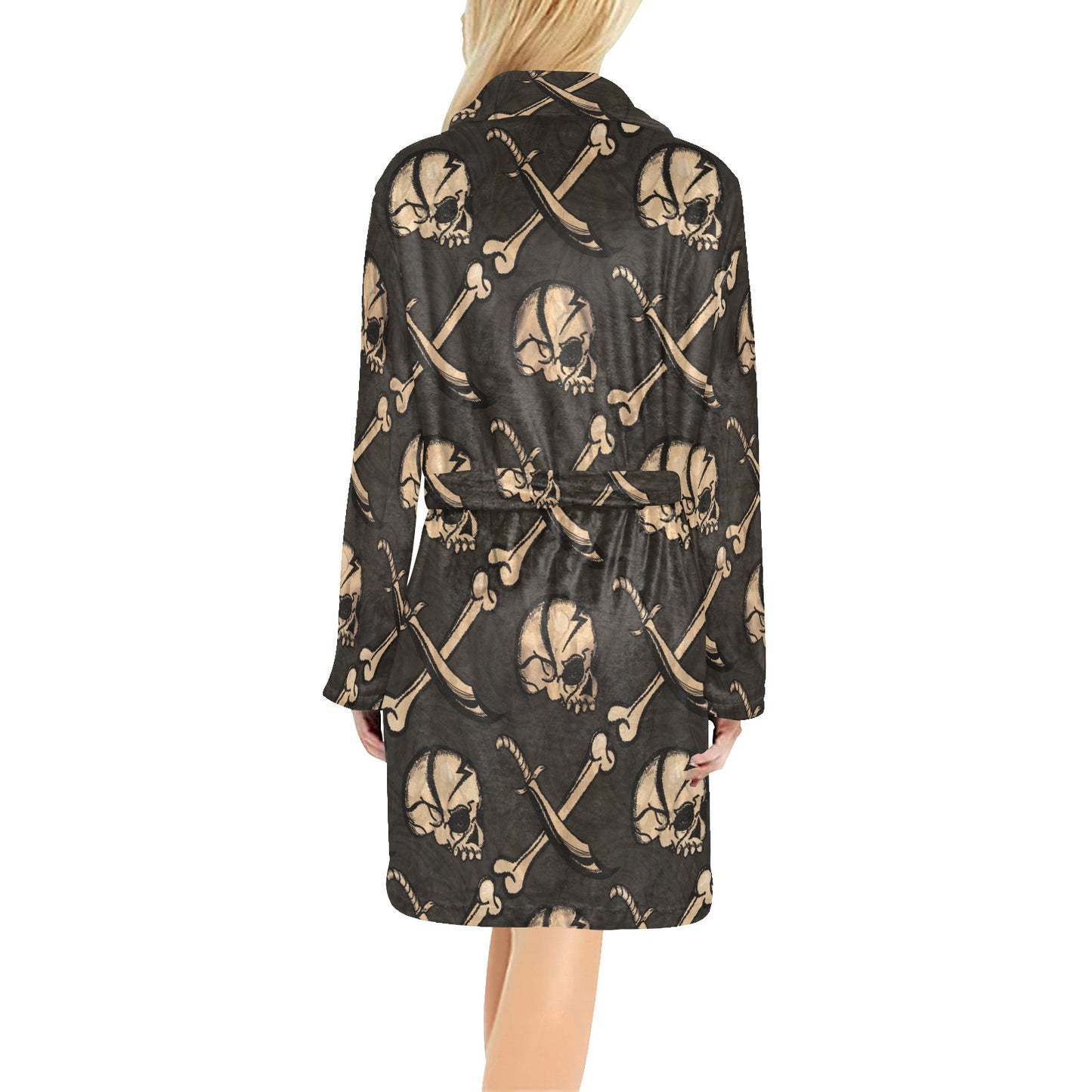 Pirate Pattern Print Design A03 Women's Fleece Robe
