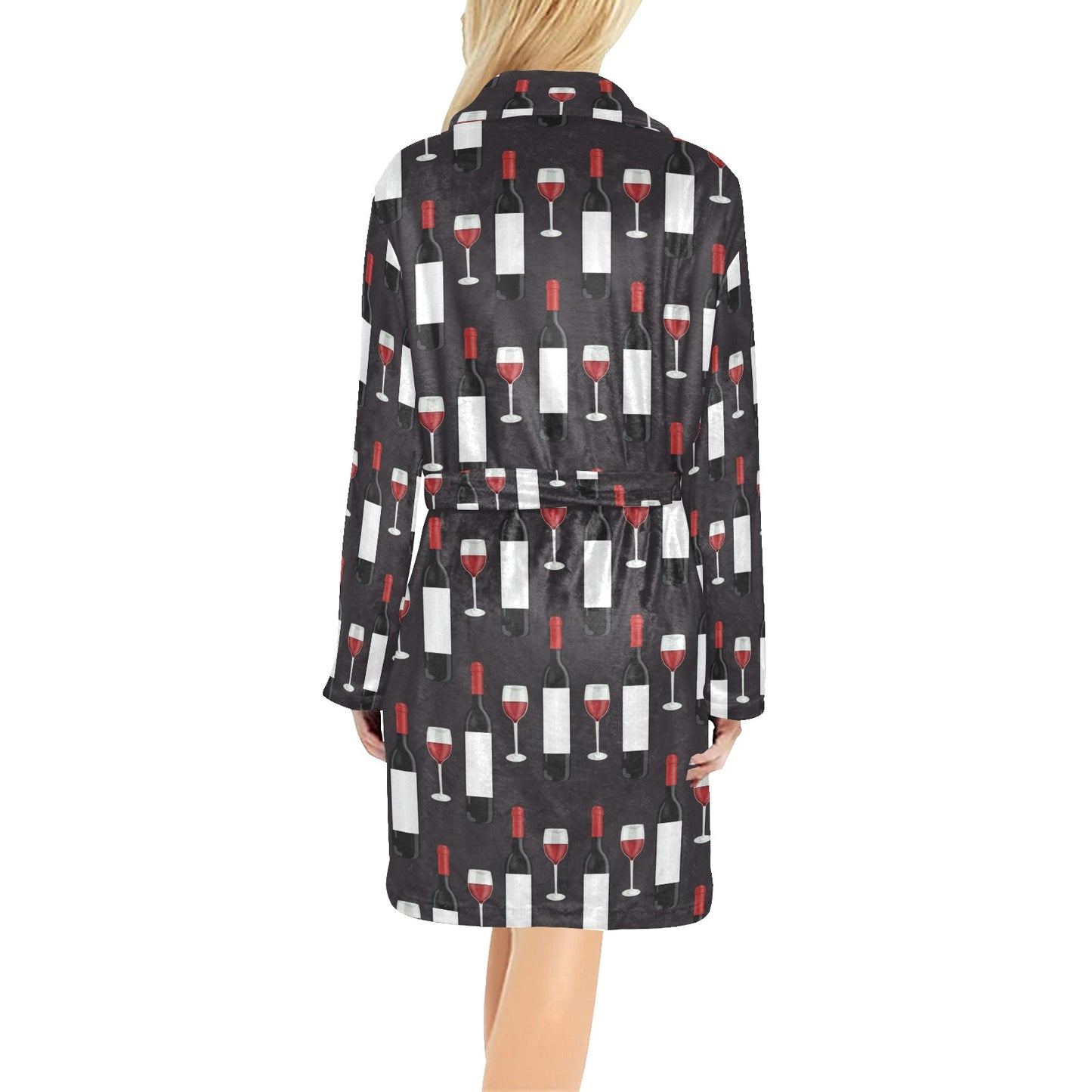 Wine Print Design LKS309 Women's Fleece Robe