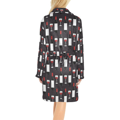 Wine Print Design LKS309 Women's Fleece Robe