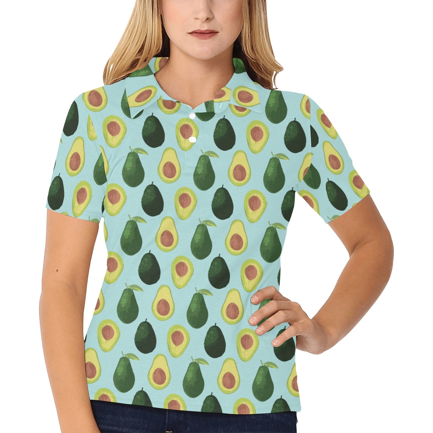 Avocado Pattern Print Design 04 Women's Polo Shirt