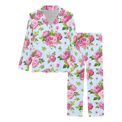 Rose Pink Pattern Print Design RO08 Women's Long Pajama Set