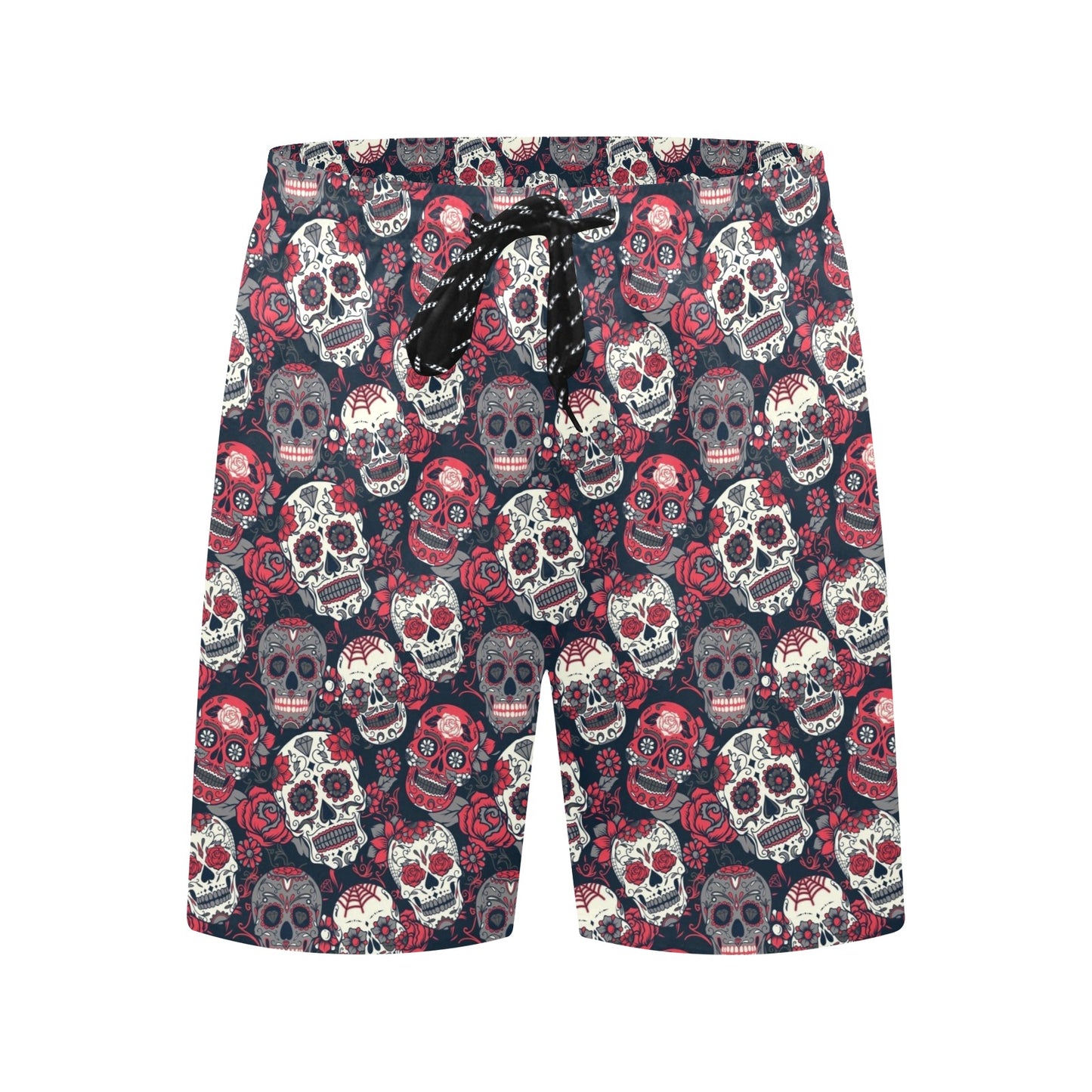 Sugar Skull Print Design LKS303 Men's Swim Trunks Beach Shorts