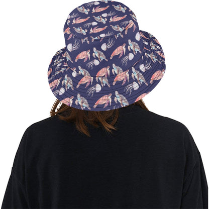 Sea Turtle With Jelly Fish Print Design LKS301 Unisex Bucket Hat