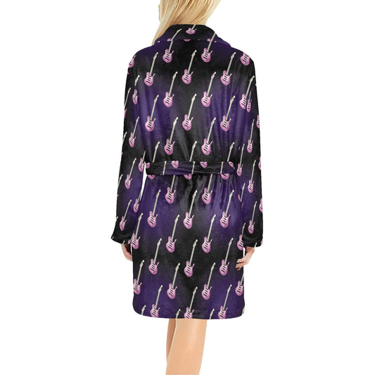 Electric Guitar Print Design LKS405 Women's Fleece Robe