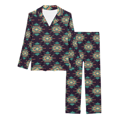 Navajo Geometric Style Print Pattern Women's Long Pajama Set