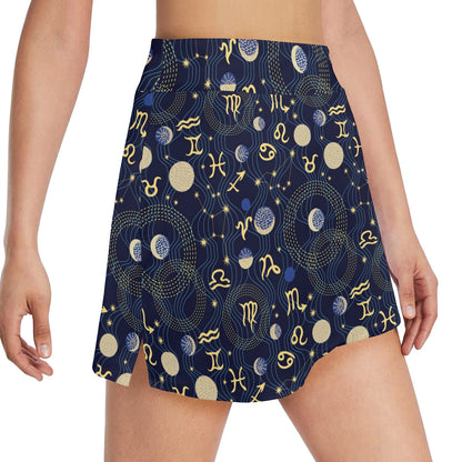 Zodiac Print Design LKS302 17" Golf & Pickleball Skort with Pockets