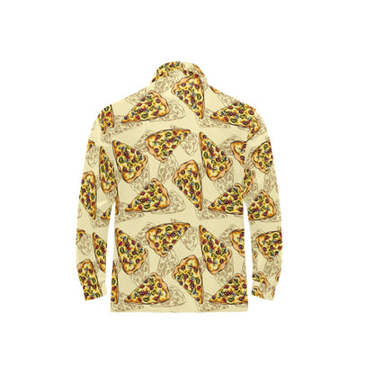 Pizza Pattern Print Design A01 Long Sleeve Polo Shirt For Men's