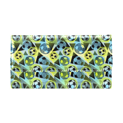 Soccer Ball Themed Print Design Women's Trifold Wallet