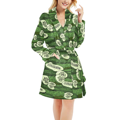 Cucumber Pattern Print Design CC01 Women's Fleece Robe