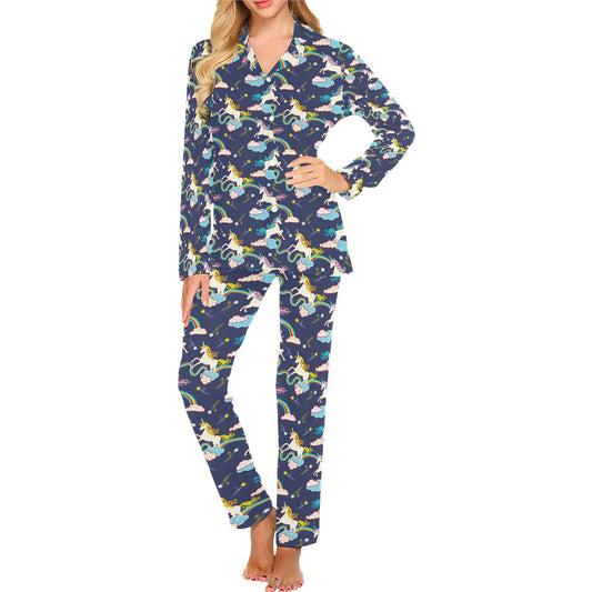 Unicorn Print Design LKS304 Women's Long Pajama Set