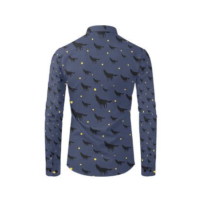 Wolf Print Design LKS301 Men's Long Sleeve Dress Shirt