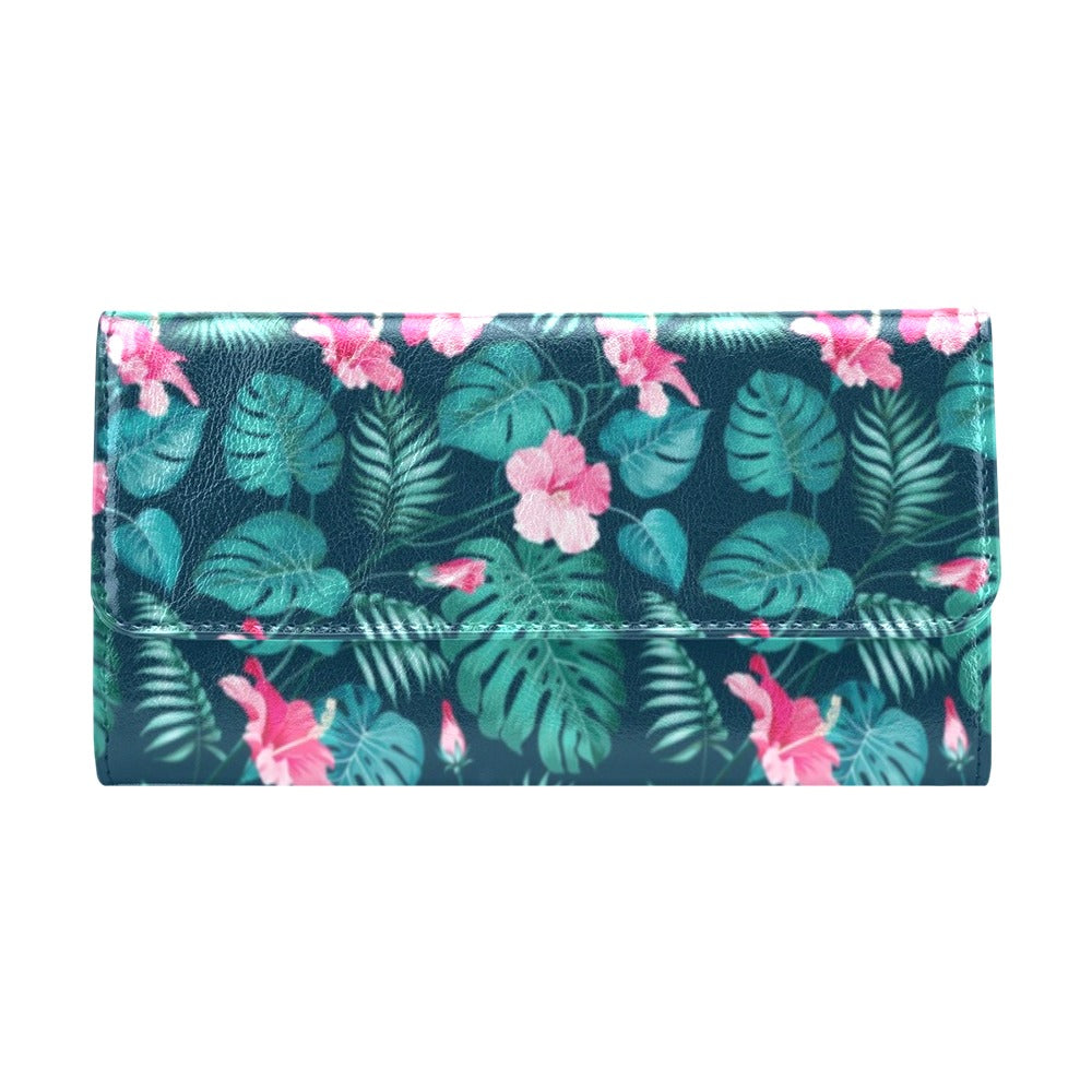 Summer Floral Print Design LKS301 Women's Trifold Wallet