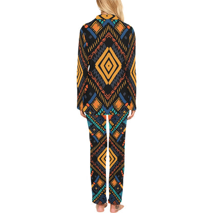Kente Pattern Print Design 05 Women's Long Pajama Set