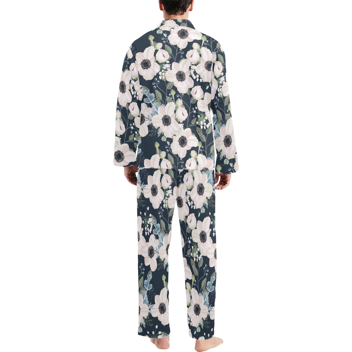 Anemone Pattern Print Design AM02 Men's Long Pajama Set